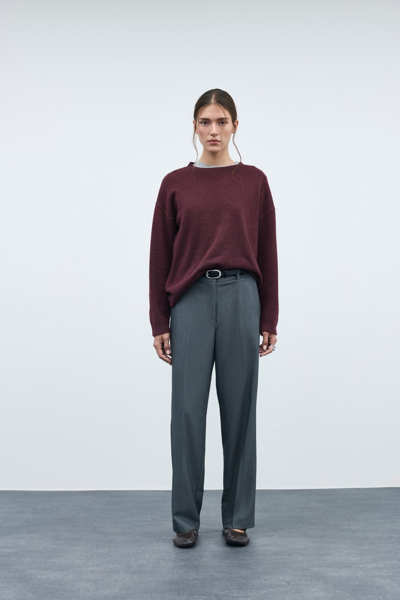 Vikari Wide habitbukser - Dark Grey Melange